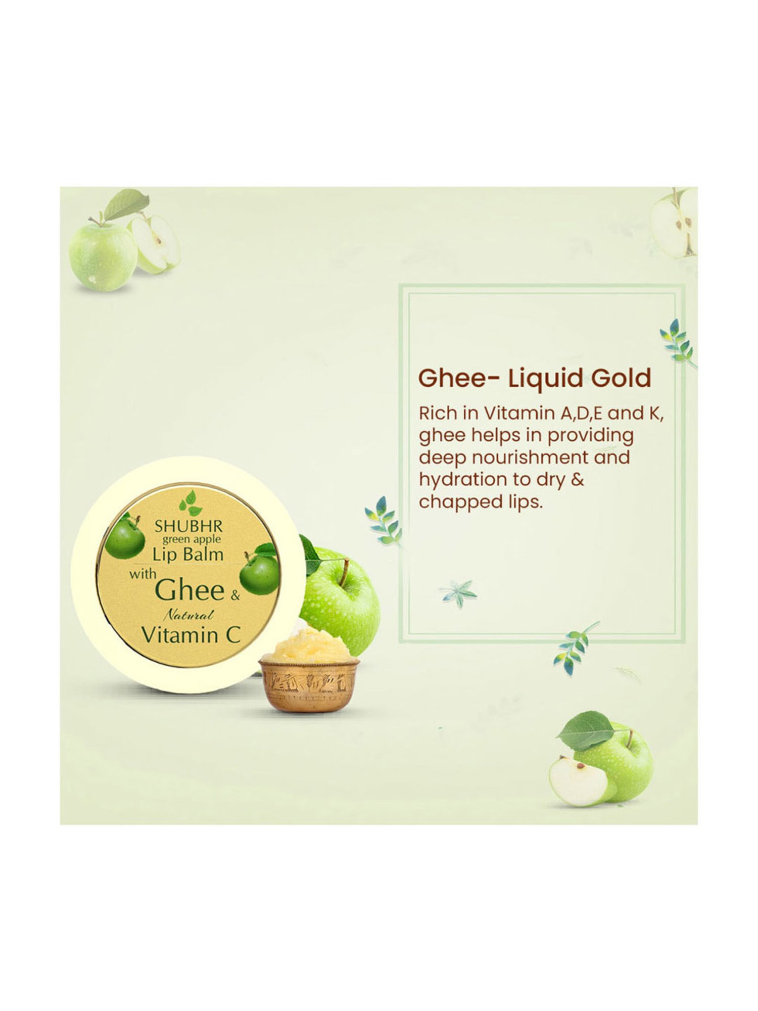 Blue Nectar Shubhr Green Apple Lip Balm - 15 gm