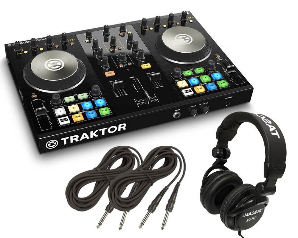 Native Instruments Traktor Kontrol S2 MK2 DJ Controller + Tascam DJ Headphone TH02 + (2) 1/4 cables 18ft ea