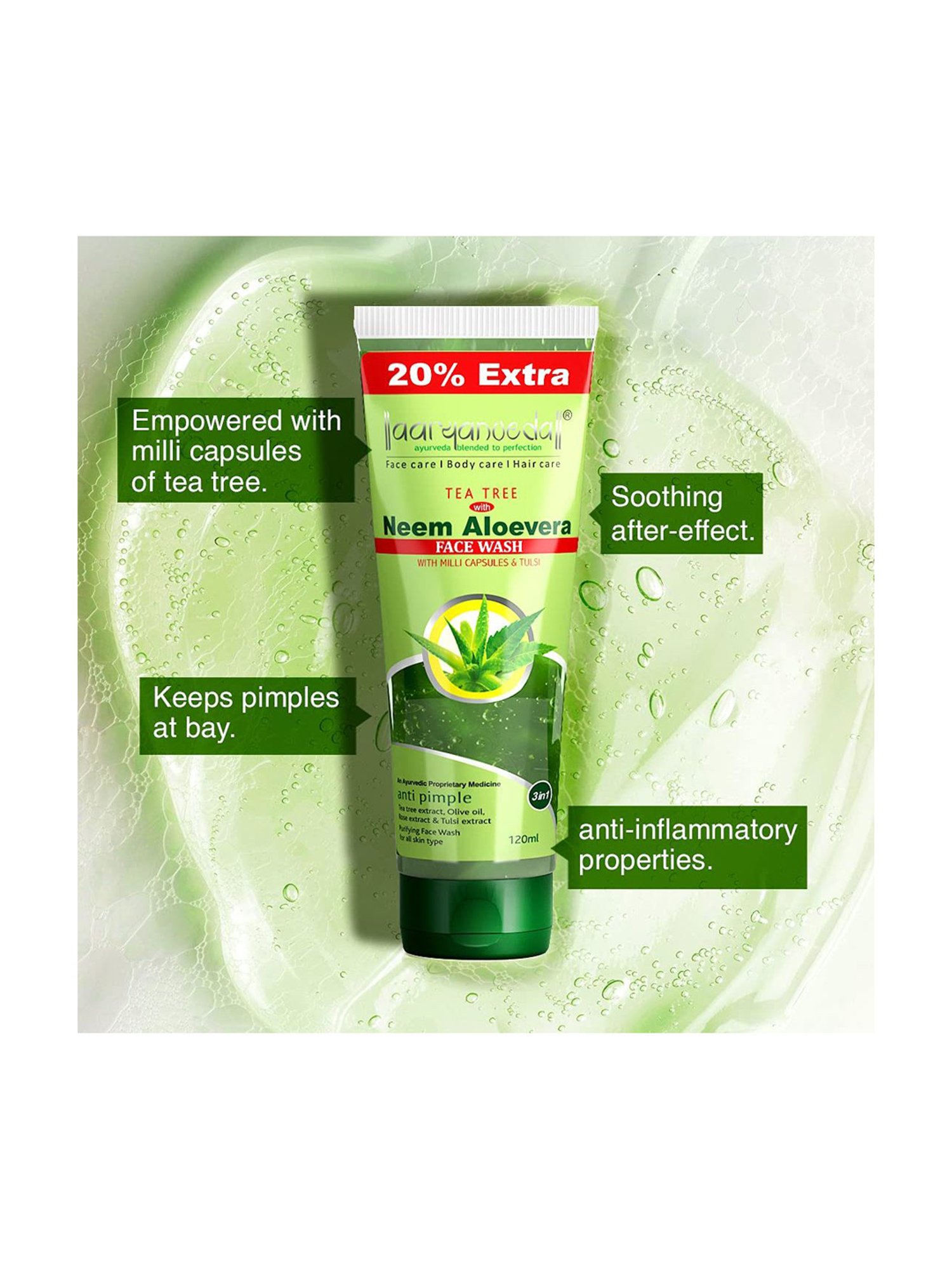 Aryanveda Tea Tree Face Wash With Neem & Aloe vera Extracts (Pack of 2)