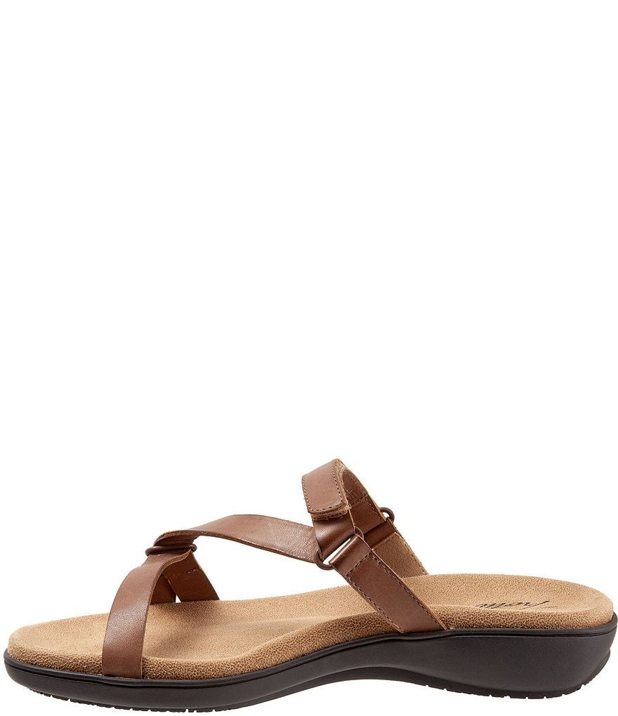 Trotters Raja Leather Adjustable Hook and Loop Slide Footbed Sandals