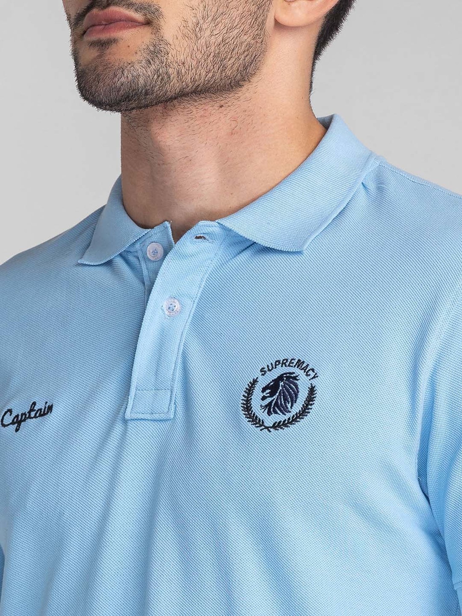 Giordano Light Blue Slim Fit Polo T-Shirt