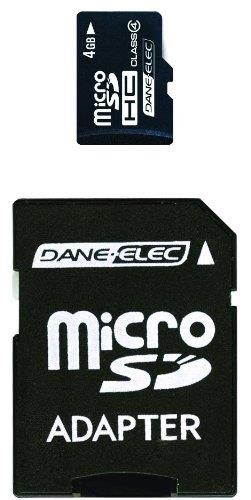 Dane-Elec 4 GB Class 4 microSDHC Flash Memory Card with SD Adapter DA-2IN1-04G-R