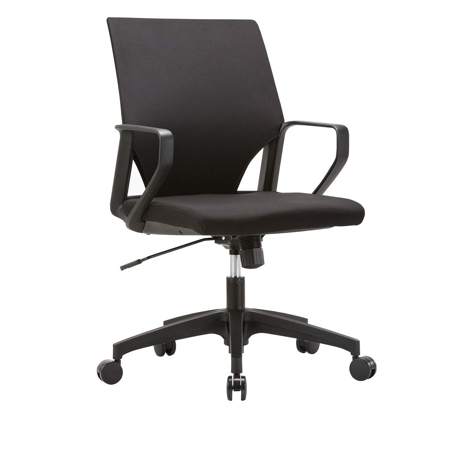 CLATINA Ergonomic Mid-Back Upholstered Swivel Task Chair with Black Plastic Arm Rest and Base for Home and Office