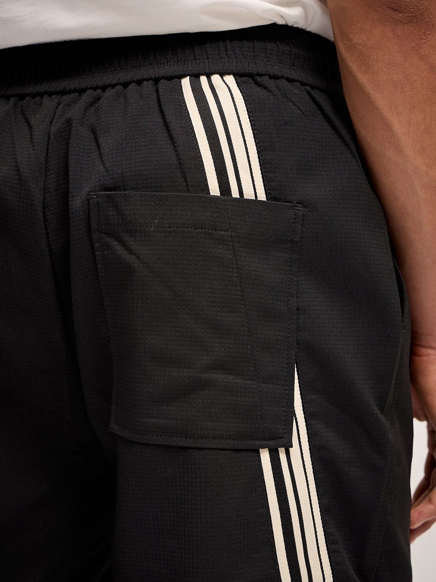 The Bear House Black Straight Fit Striped Trackpants