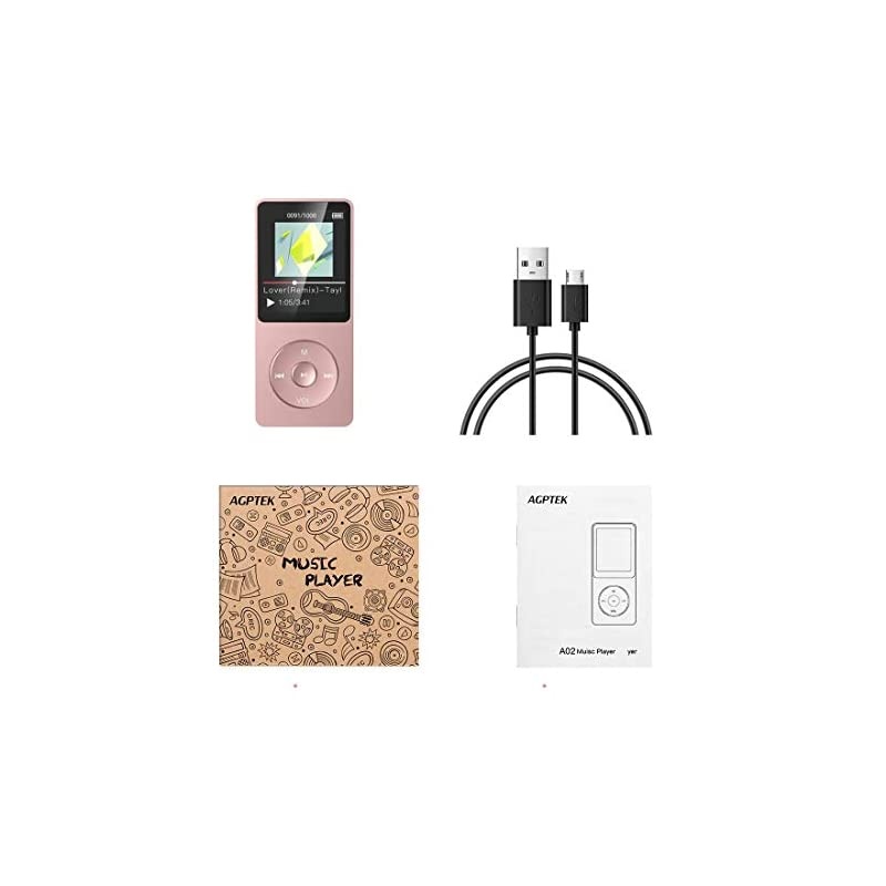 8GB MP3 Player  A02 70 Hours PlaybackMusic Player with FM RadioVoice Recorder for Sport Expandable Up to 128GB Rose Gold