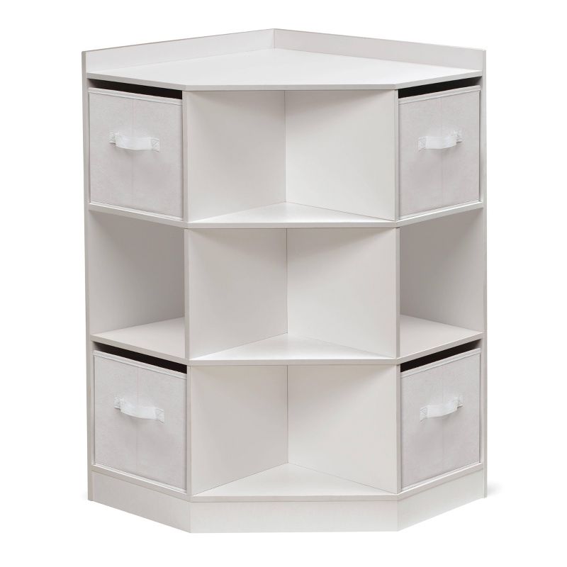 Badger Basket Corner Cubby Storage Unit with Four Reversible Baskets White