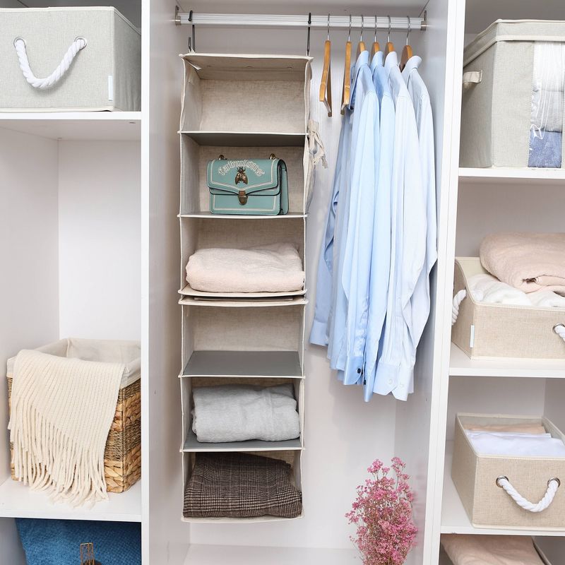 StorageWorks Set of 2 Three Shelf Hanging Closet Organizer Beige