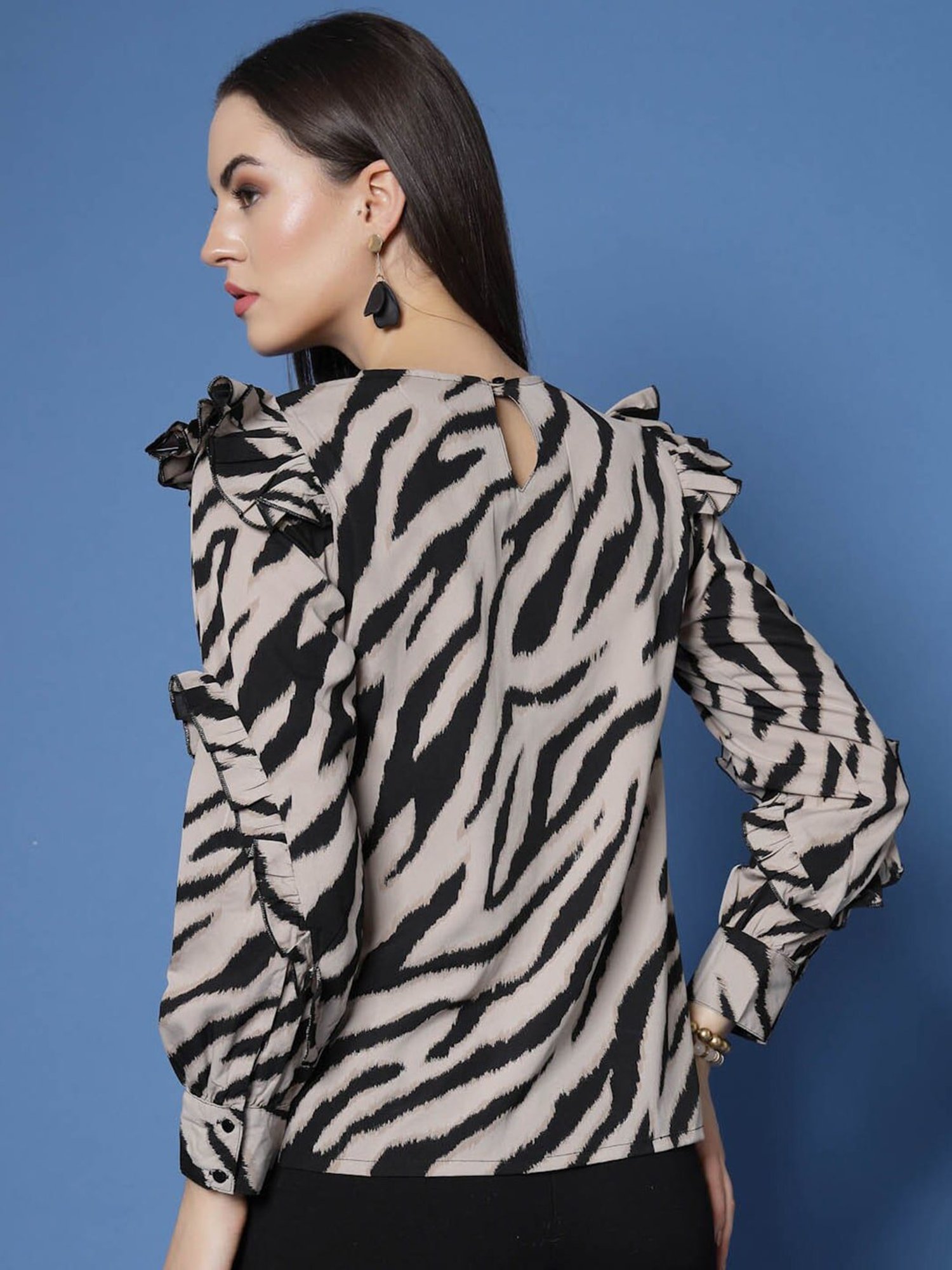 Melon by PlusS Brown & Black Printed Top