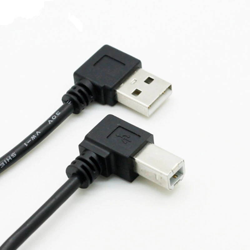 Right Angle  2.0 A Male to  B Male Type B BM Right Angle Printer Scanner 90 Degree Cable BM Angled Cable 50cm