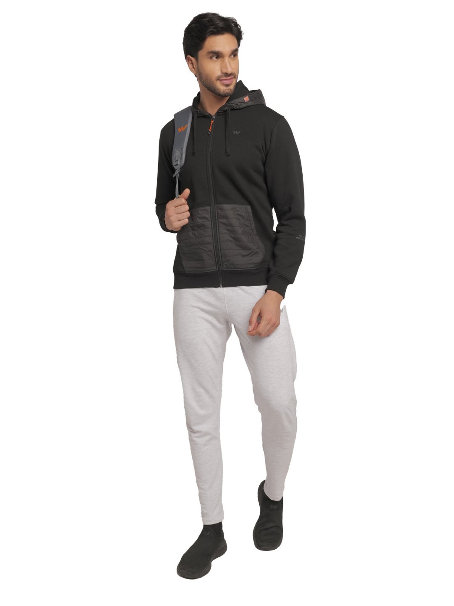 Wildcraft Black Regular Fit Self Design Hooded Sweatshirt