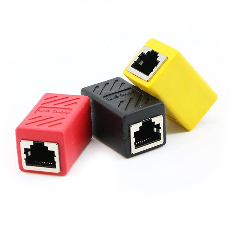 RJ45 Coupler inLine Coupler Cat6 Cat5e Cat5 Ethernet Cable Extender Adapter Female to Female 5 Pack
