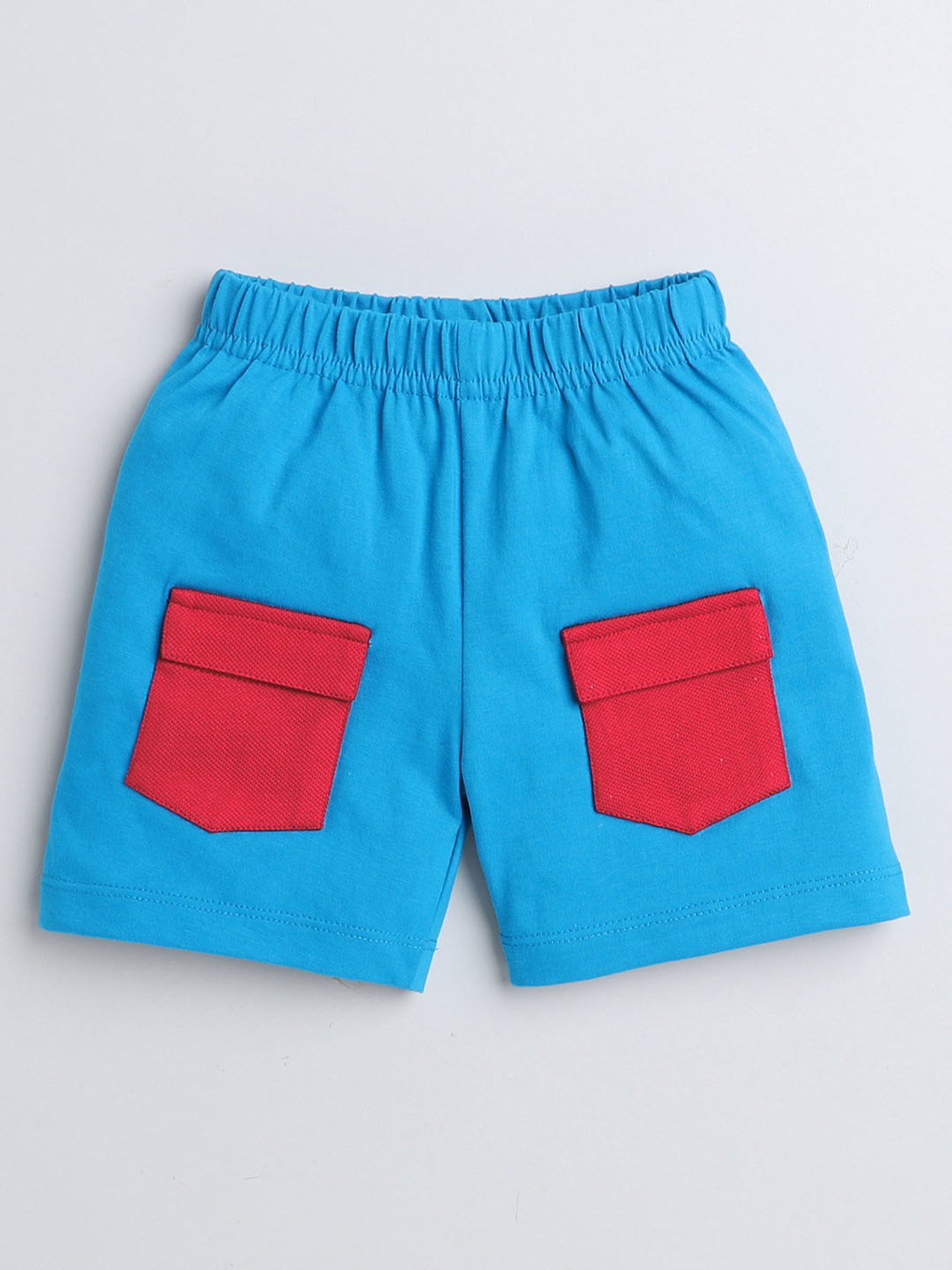 Bumzee Kids Red & Blue Solid T-Shirt with Shorts