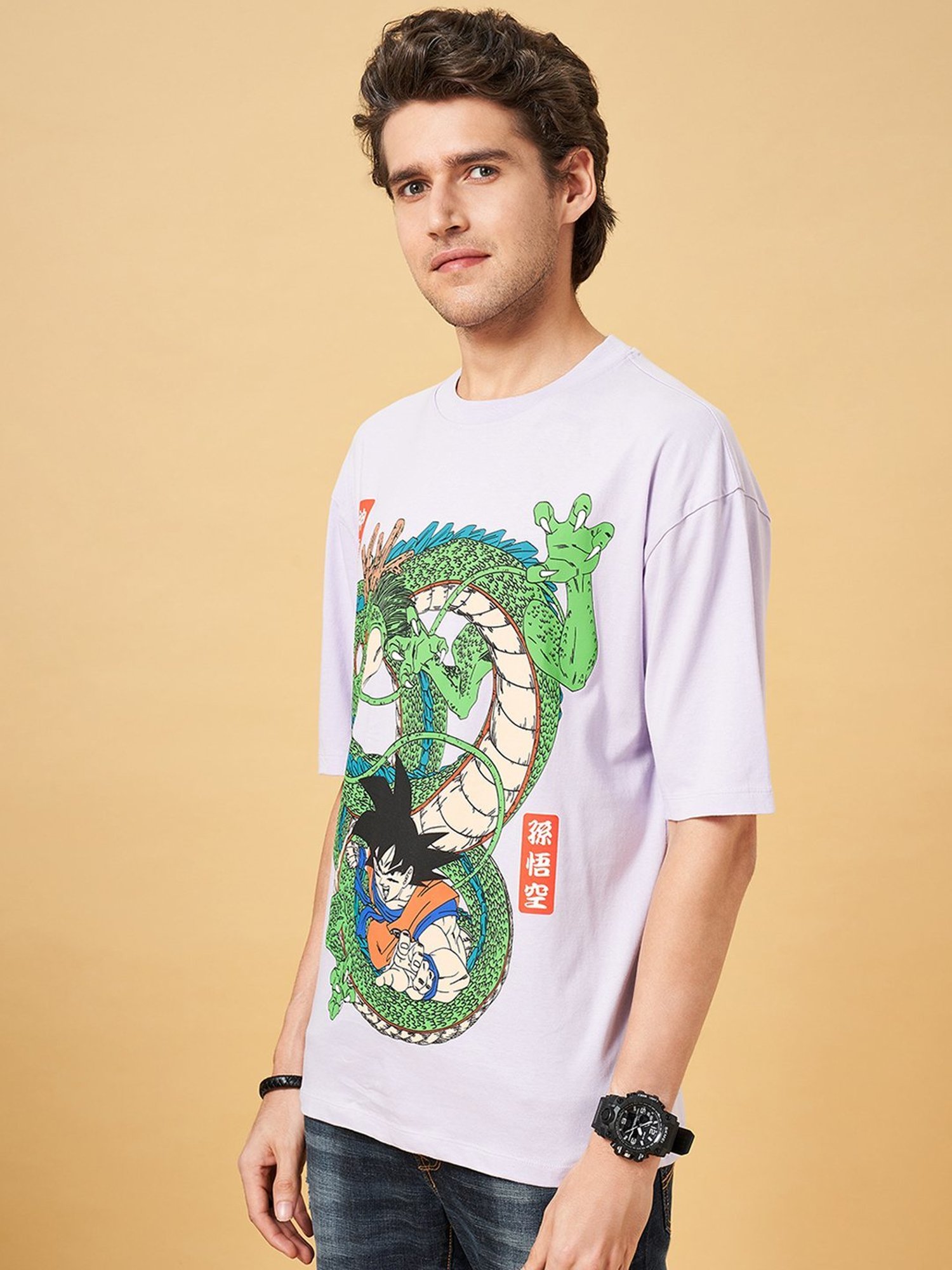 SF Jeans by Pantaloons Fair Orchid Cotton Regular Fit Printed T-Shirt