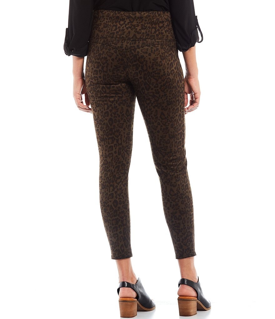 Slim Factor by Investments Faux Suede Scuba Leopard Print Wide Waistband Pull-On Leggings