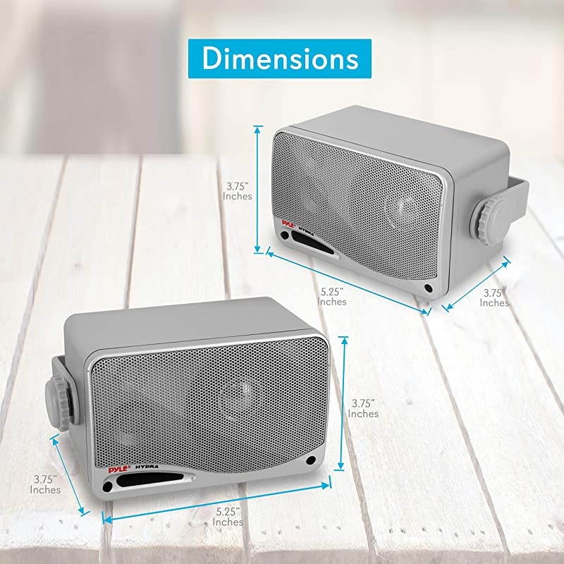 3-Way Waterproof Marine Box Speakers - 3.5" 200 Watt Dual Indoor Outdoor Speaker System - Weatherproof/Waterproof Outdoor Speaker - Home, Boat, Pool, Patio Indoor Outdoor Use -  PLMR24S (Silver)