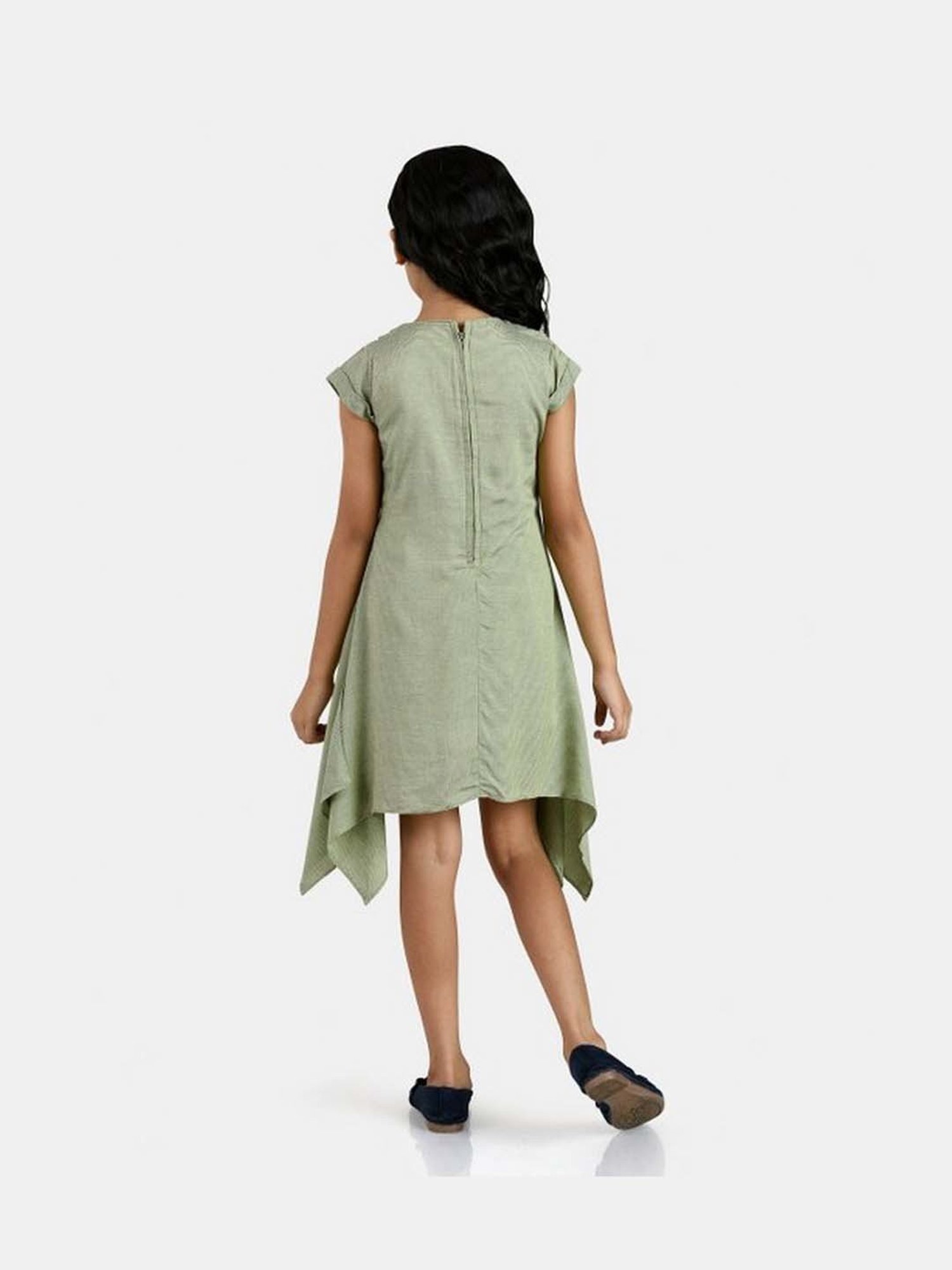 Peppermint Kids Green Embroidered Dress