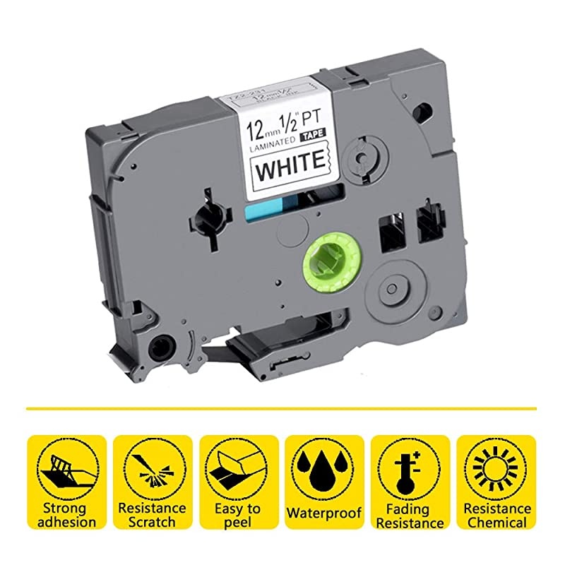 Compatible Label Tape Replacement for TZe231 12mm x 8m Black on White Standard Laminated Labels for Brother PTouch Label Maker PTH110 PTD210 PTD400AD PTD600 12 x 262ft 2Pack
