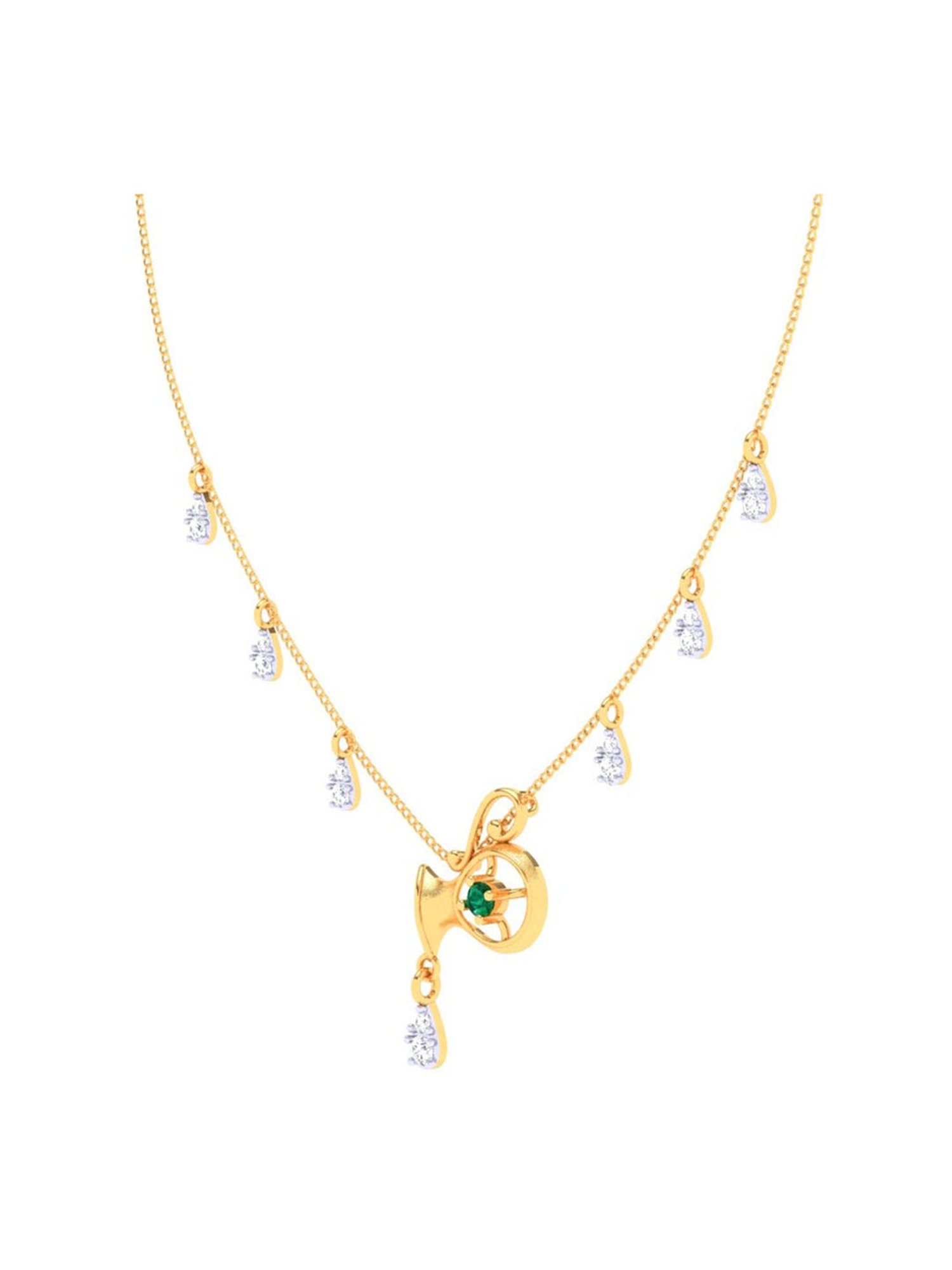 P.C. Chandra Jewellers 22k Yellow Gold Aaquarius Themed With Stone Necklace