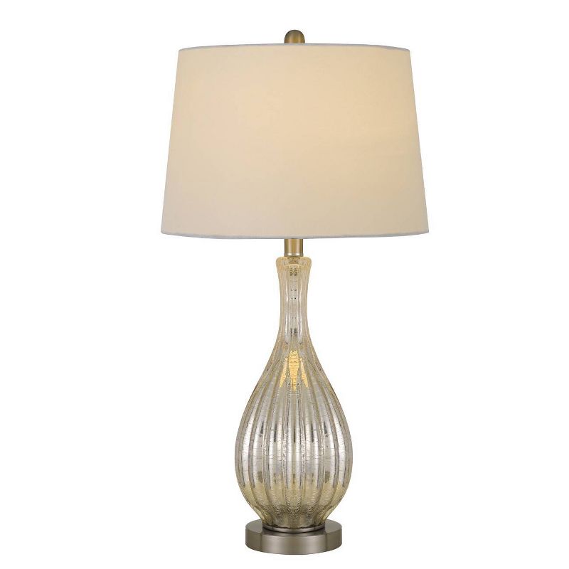 27.5" Goch Crackle Glass Table Lamps with Taper Drum Hardback Shade Brushed Steel - Cal Lighting