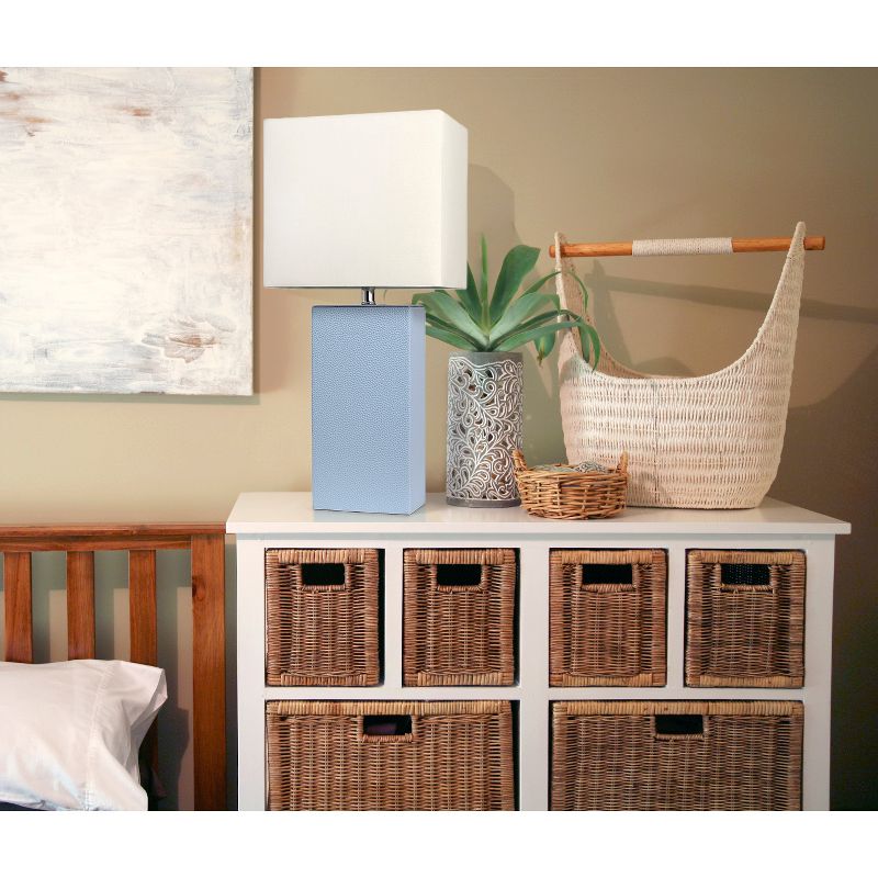 21" Monaco Avenue Modern Leather Table Lamp Periwinkle - Elegant Designs