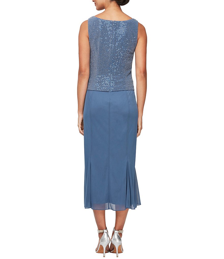 Jkara Petite Size V-Neck 3/4 Sleeve Beaded Bodice Gown