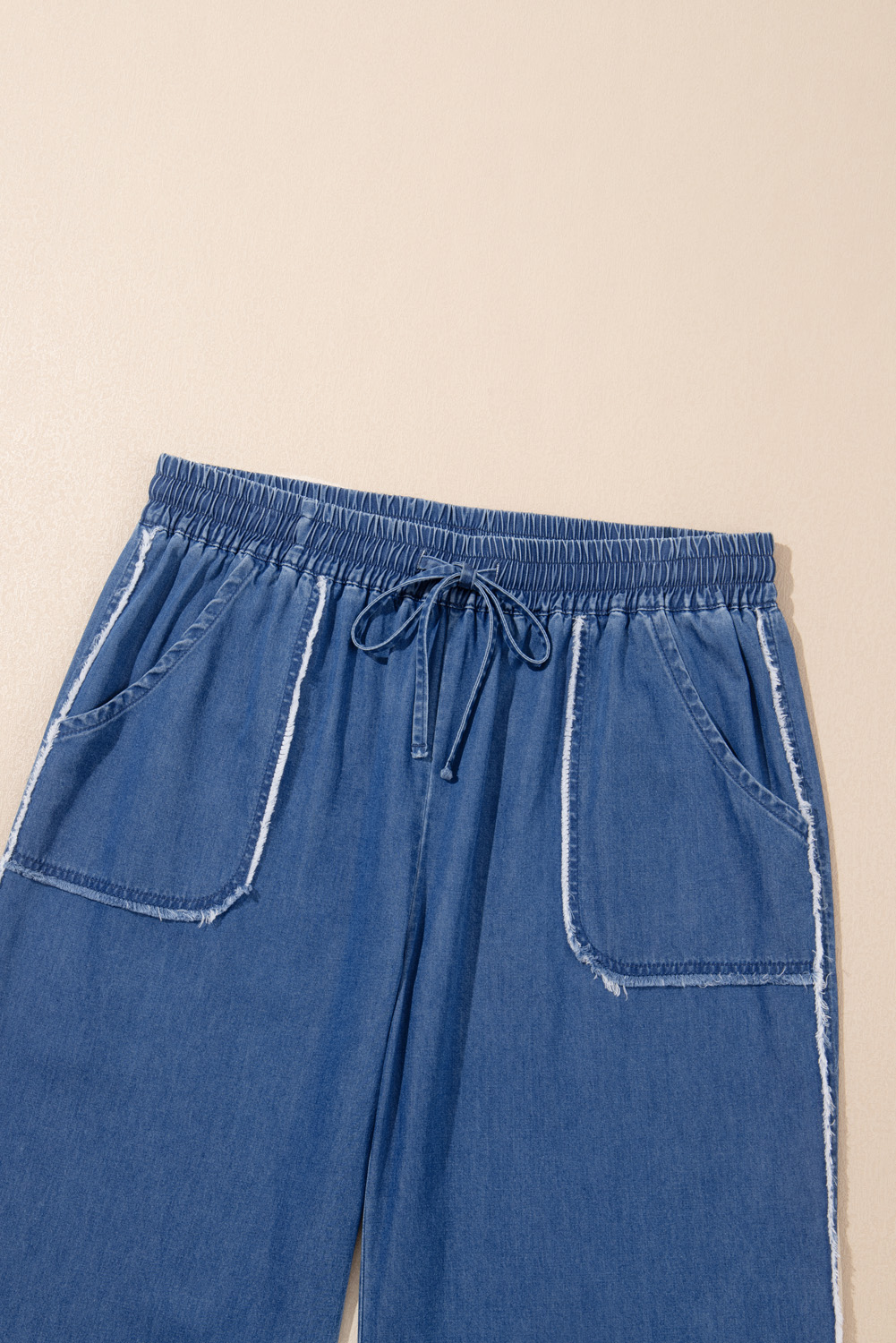 Dark Blue Plus Size Stitching Washed Flare Jeans