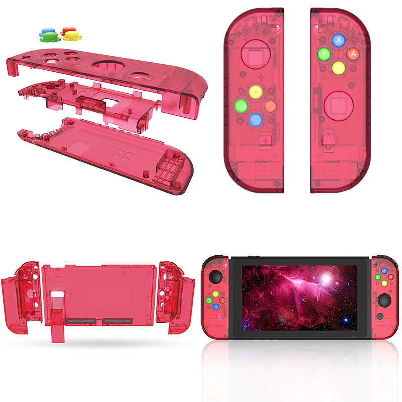 1 Pair for Nitendo switch NS JoyCon Joy Con Controller Housing Shell Case for NintendoSwitch Clear Cover(RED)