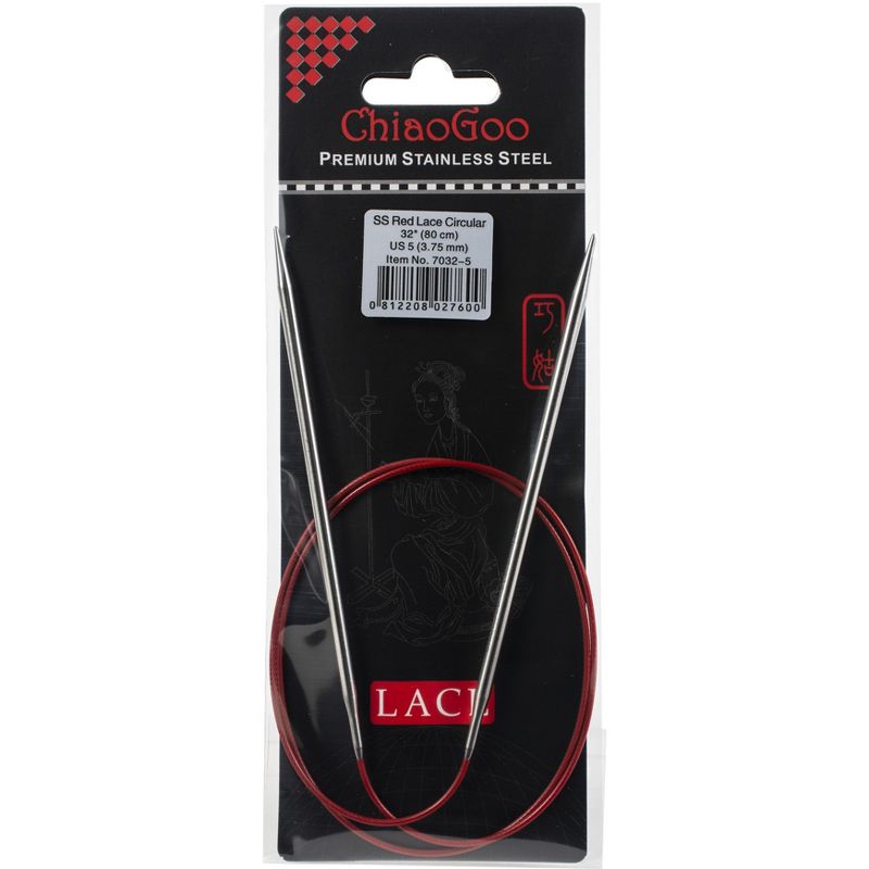 ChiaoGoo Red Lace Stainless Circular Knitting Needles 32"-Size 5/3.75mm