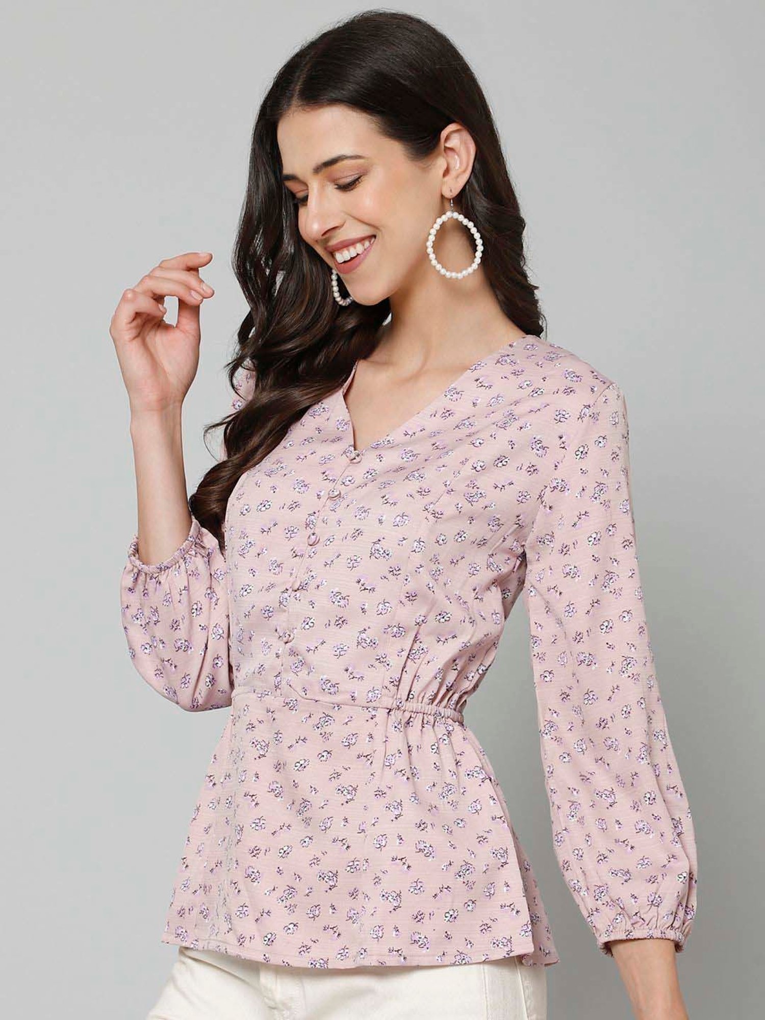 PURYS Pink Printed Top