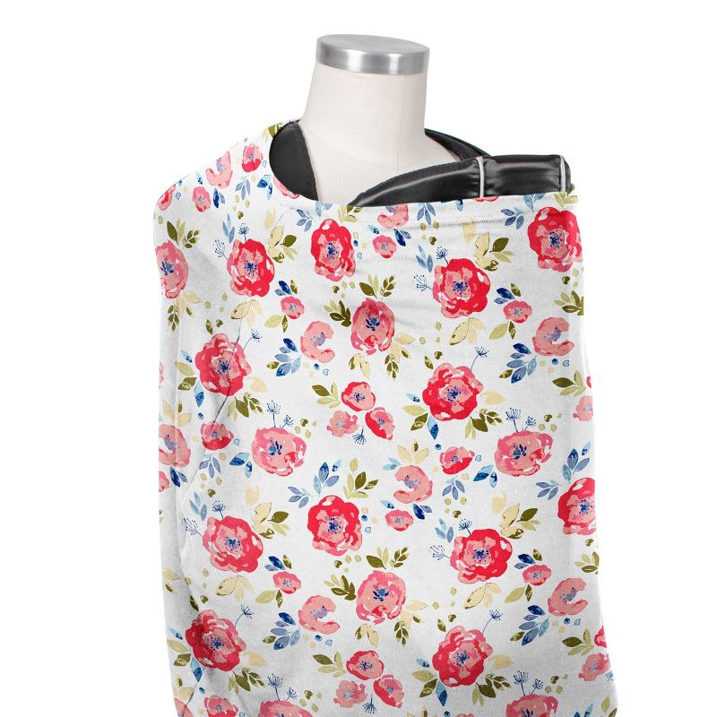 Bebe au Lait Pure & Simple 5-in-1 Cover with 2 Nursing Pads - Floral Pop