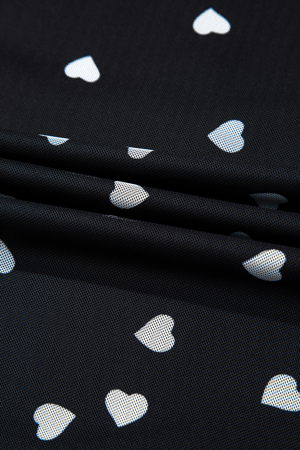 Rose Red Rhinestone Mesh Long Sleeve Bodysuit