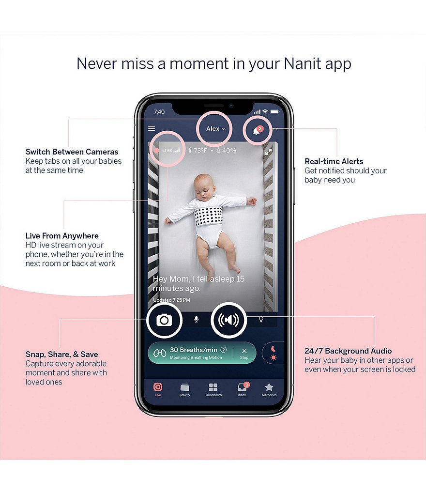 Nanit Baby Newborn-3 Months Breathing Wear Band for Nanit Cameras