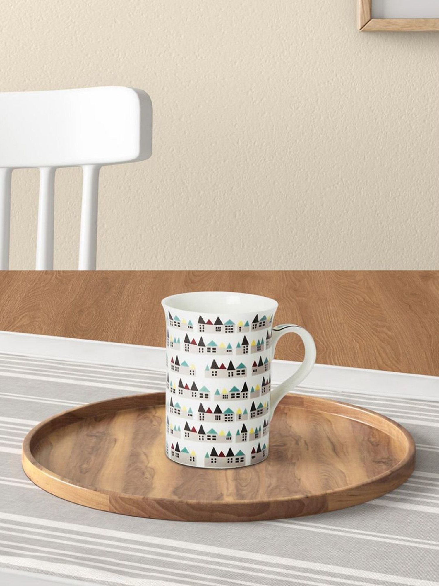 Living Scapes by Pantaloons White Bone China Tea Coffee Mugs (0.3 L)