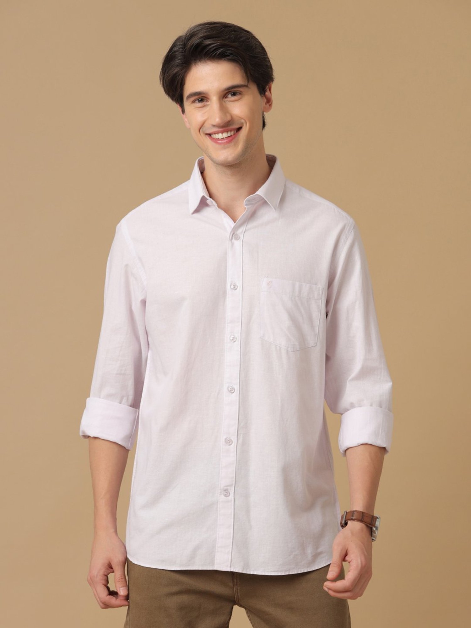 CAVALLO by Linen Club White Contemporary Fit Shirt