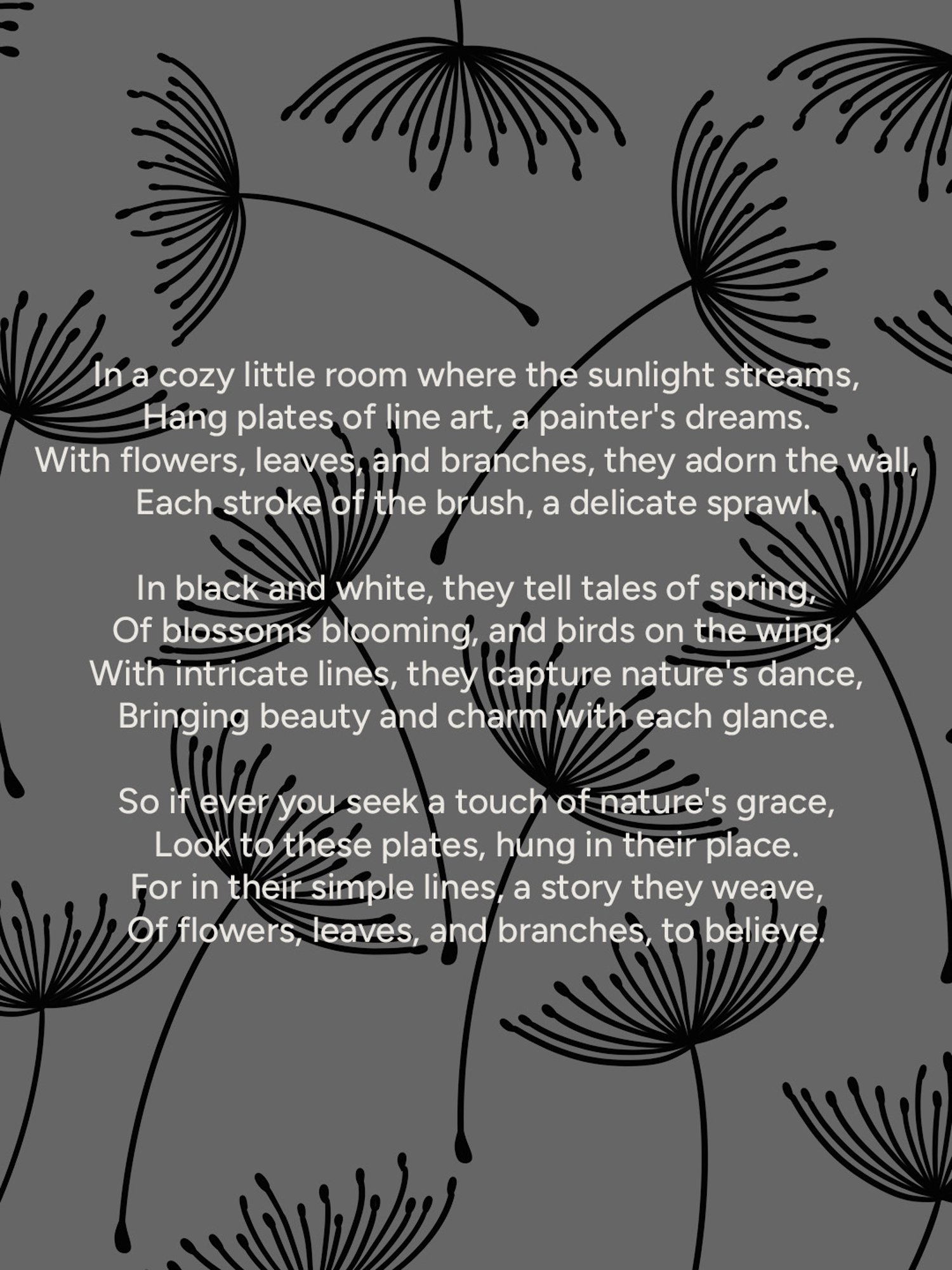 Nestroots Pen & Ink Poetry Black & White Porcelain Decorative Wall Plate