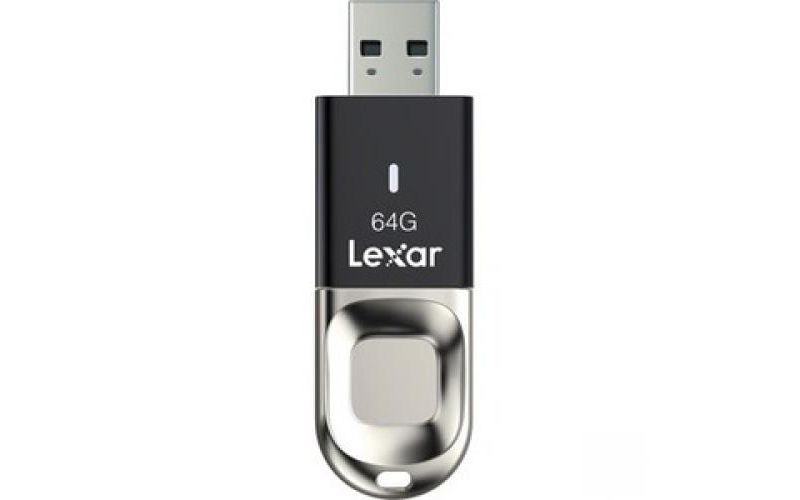 Lexar JumpDrive Fingerprint F35 USB 3.0 flash drive - 64 GB - USB 3.0 - Black - 256-bit AES