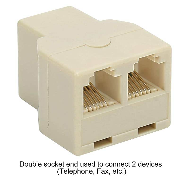RJ12 6P6C 1 Female to 2 Female Telephone Line Splitters  Telephone Landline Cable Connector and SeparatorYellow2 Pack