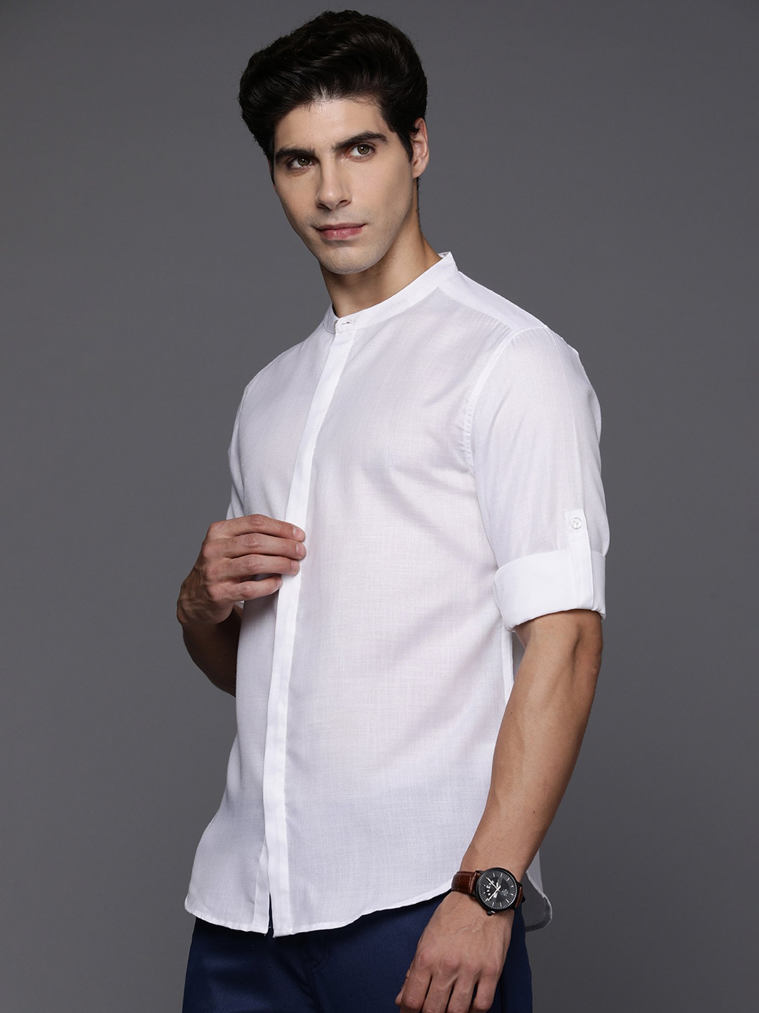 Ramraj Red Cotton Regular Fit Shirt