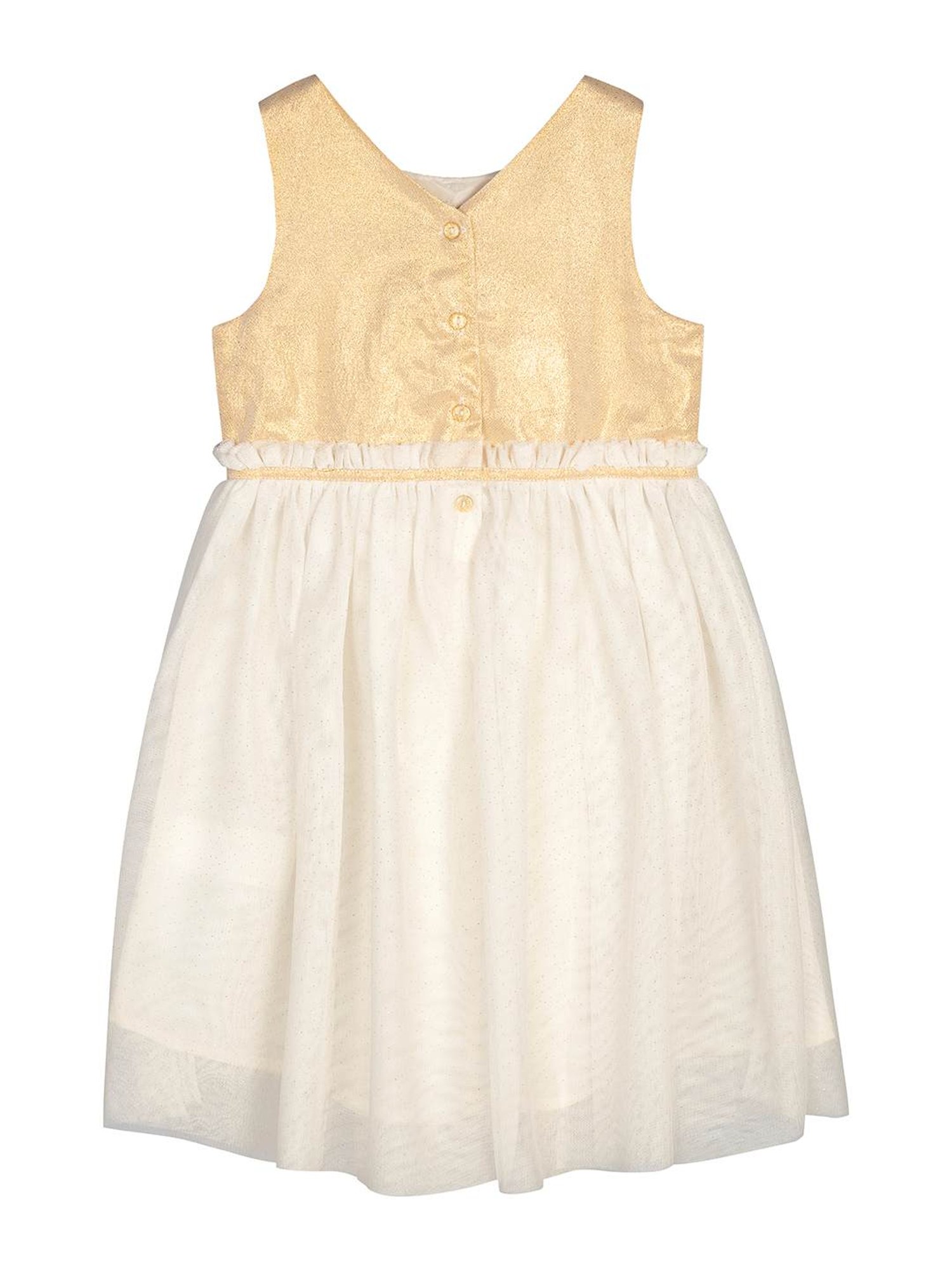 Budding Bees Kids White & Yellow Embellished Dress
