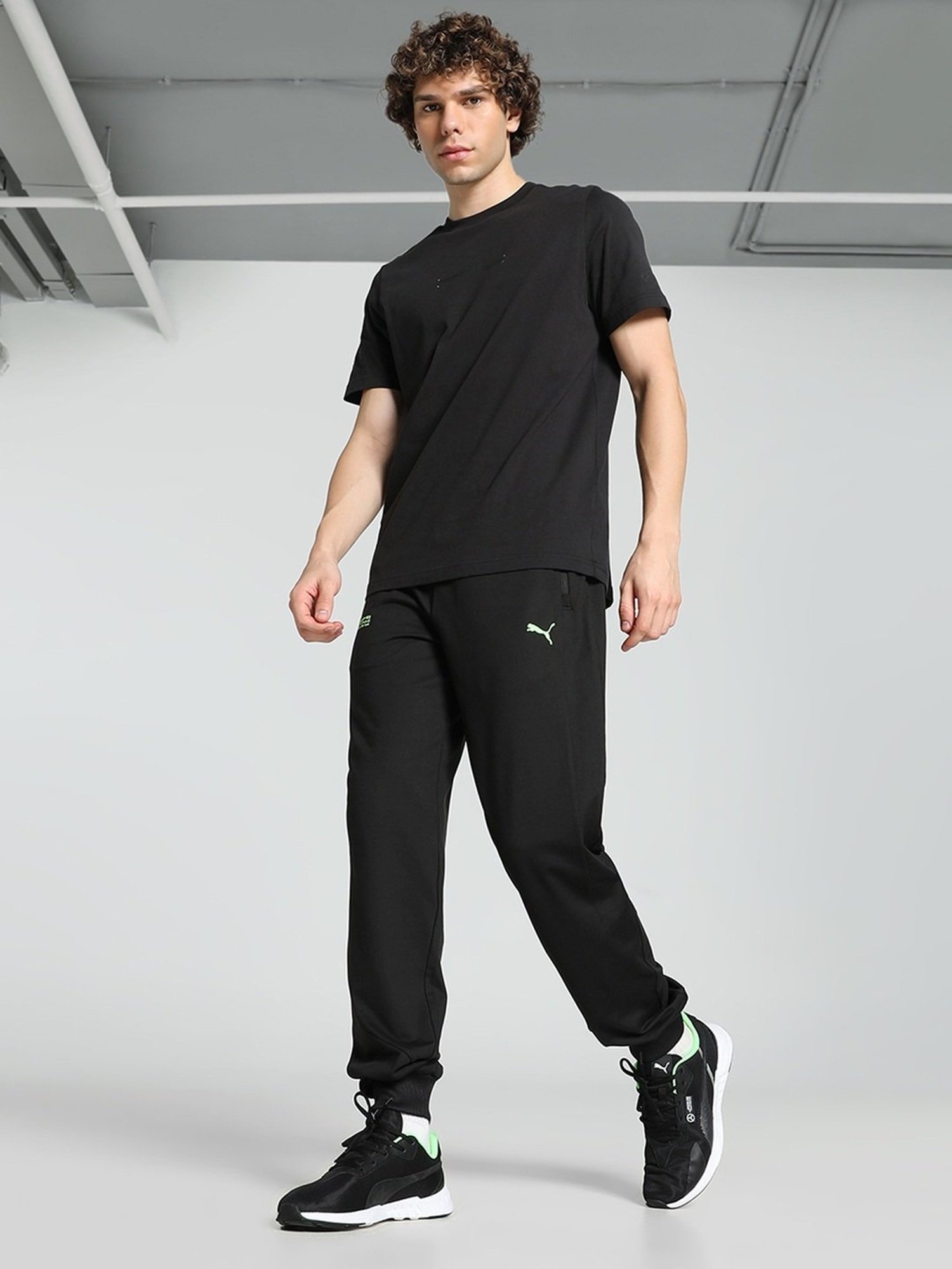 Puma Black Cotton Regular Fit Printed T-Shirt