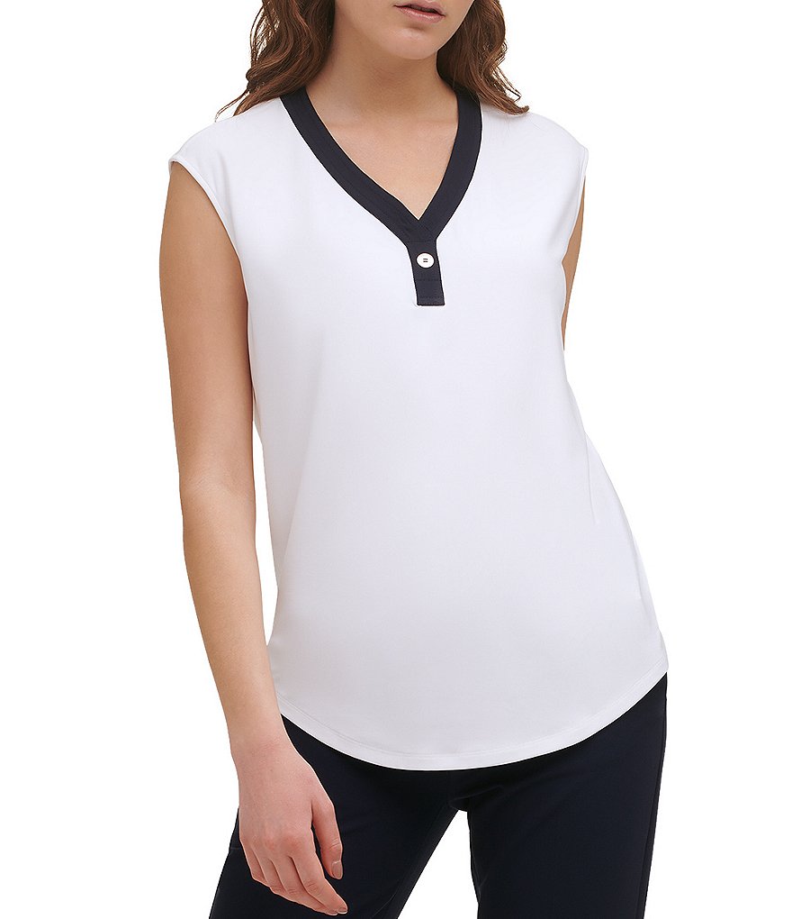 Tommy Hilfiger Contrast Trim Georgette Blouse
