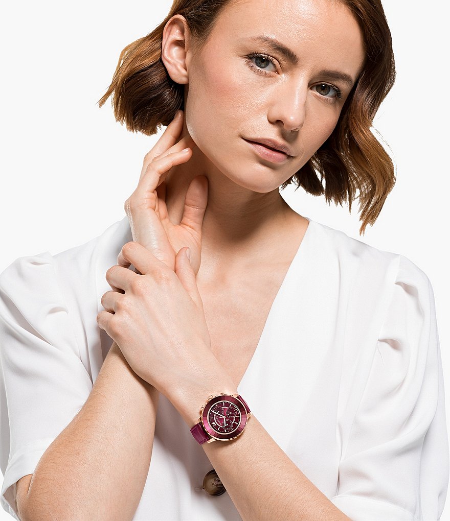 Swarovski Octea Lux Chrono Red Leather Watch