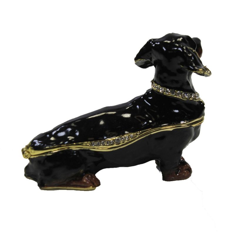 Hinged Trinket Box 2.25" Black Dachshund Box Puppy Hot Dog  -  Decorative Figurines