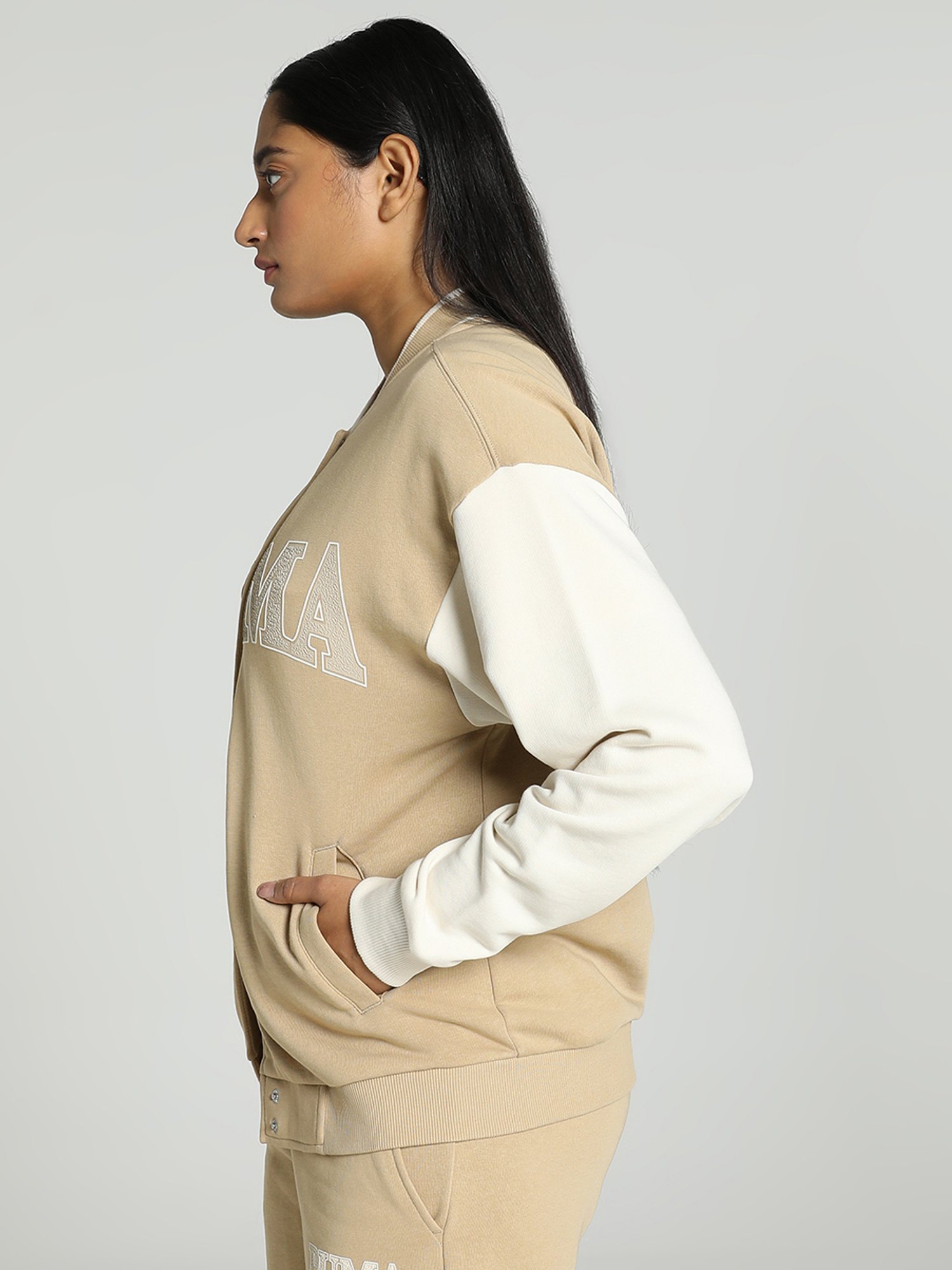 Puma Beige Printed Sports Jacket