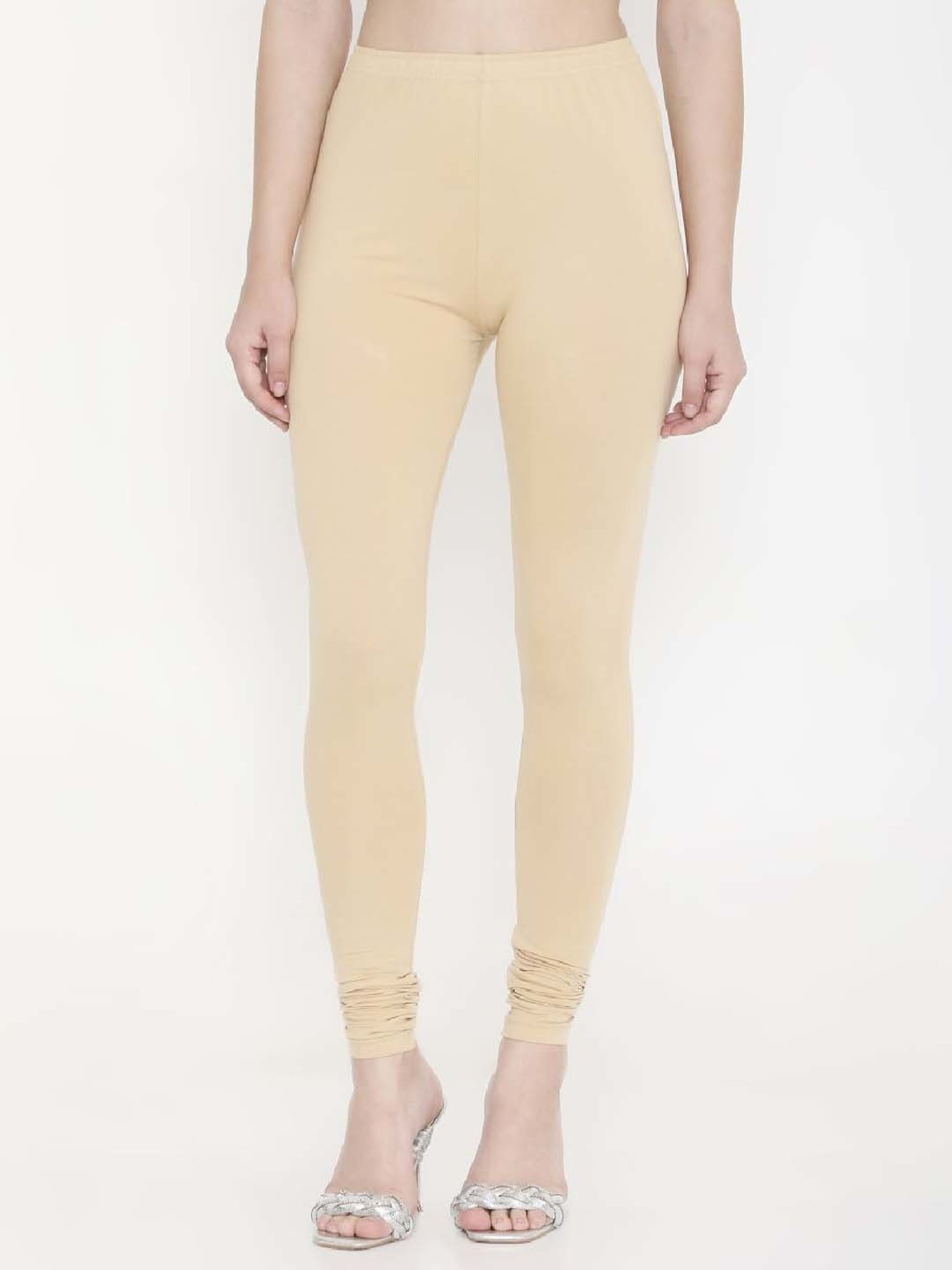 FEELINGS Beige Plain Churidar Leggings
