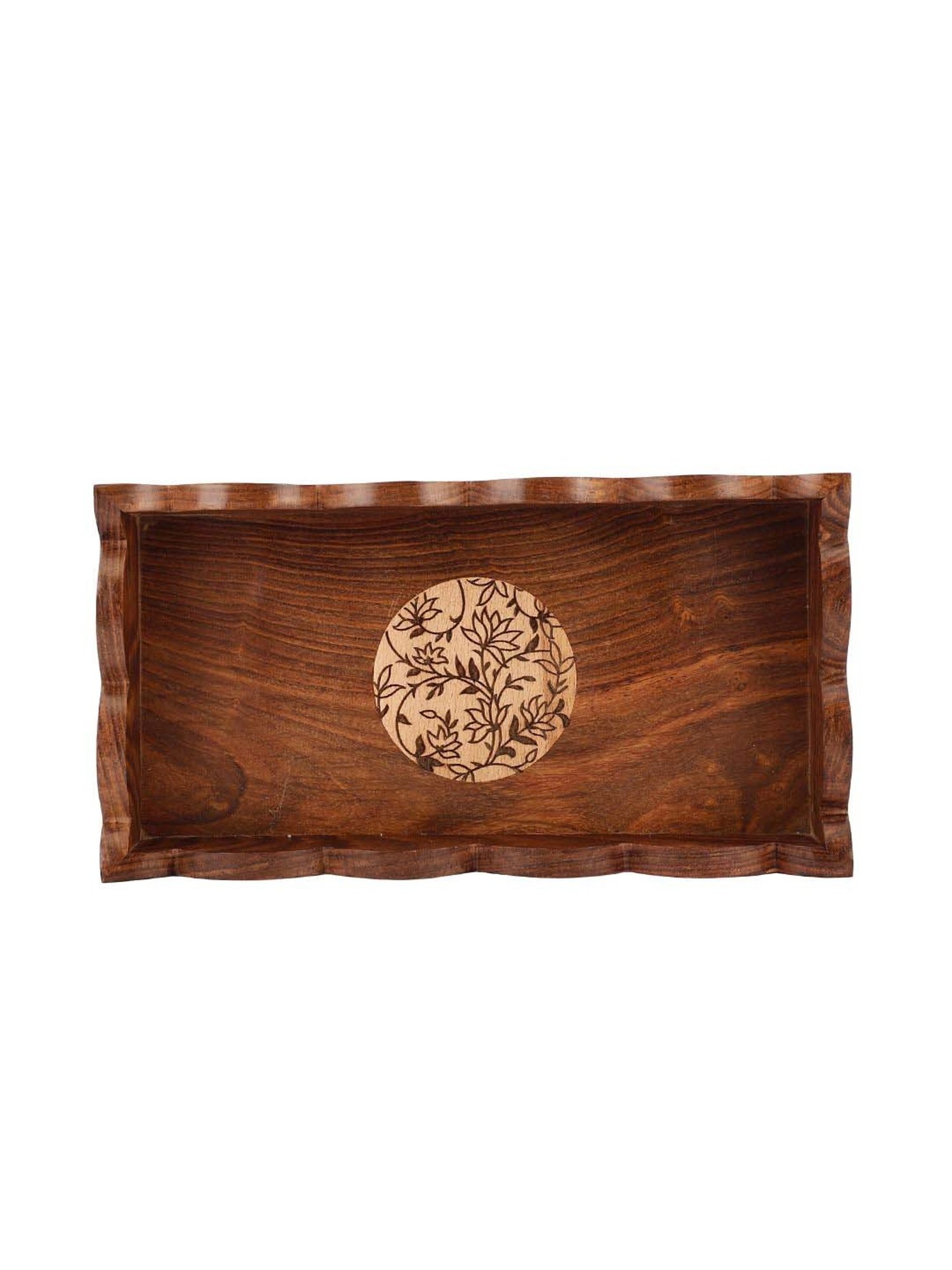 VarEesha Gul Brown Sheesham Wood Rectangular Tray