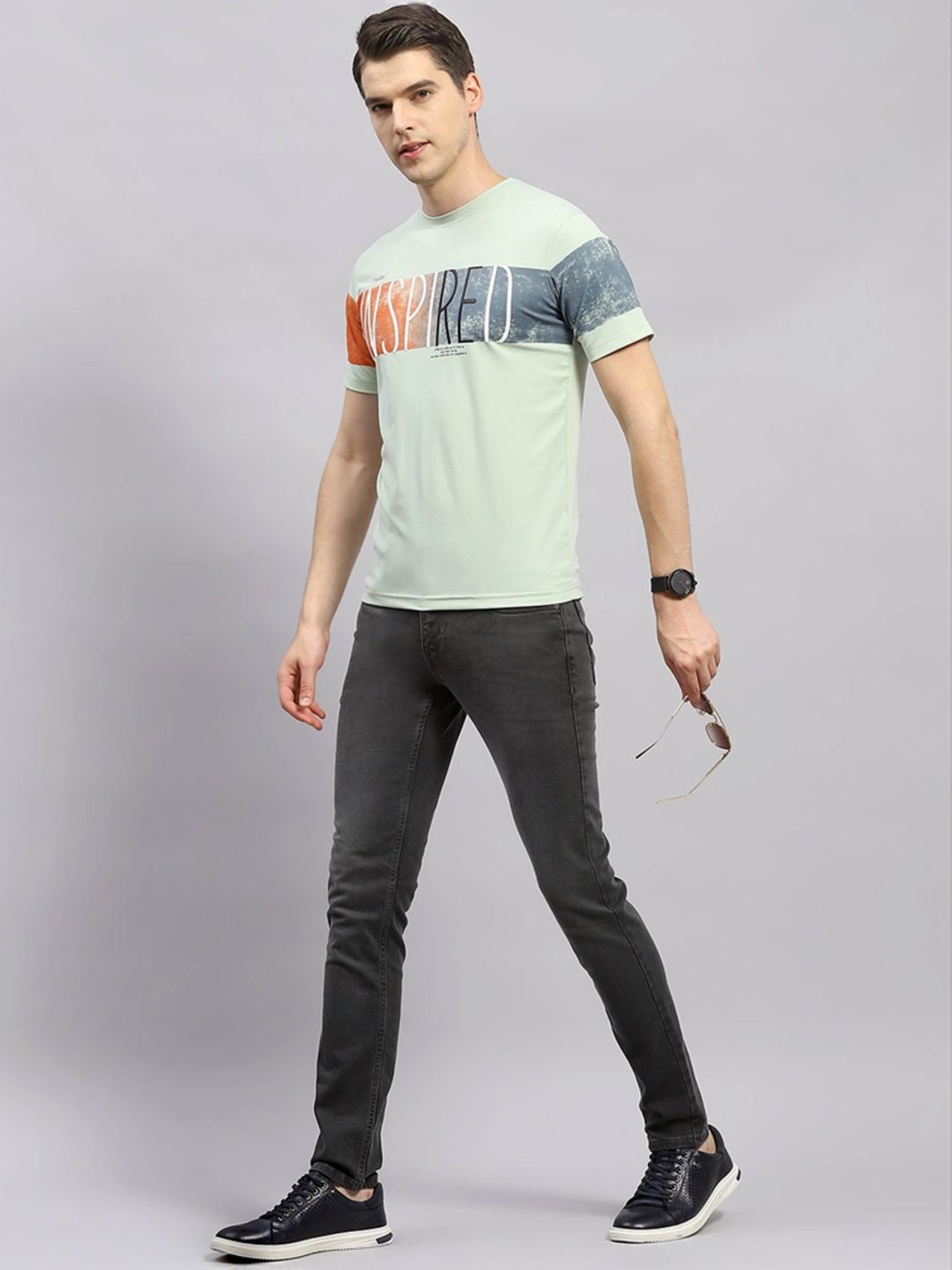 Monte Carlo Green Regular Fit Printed T-Shirt