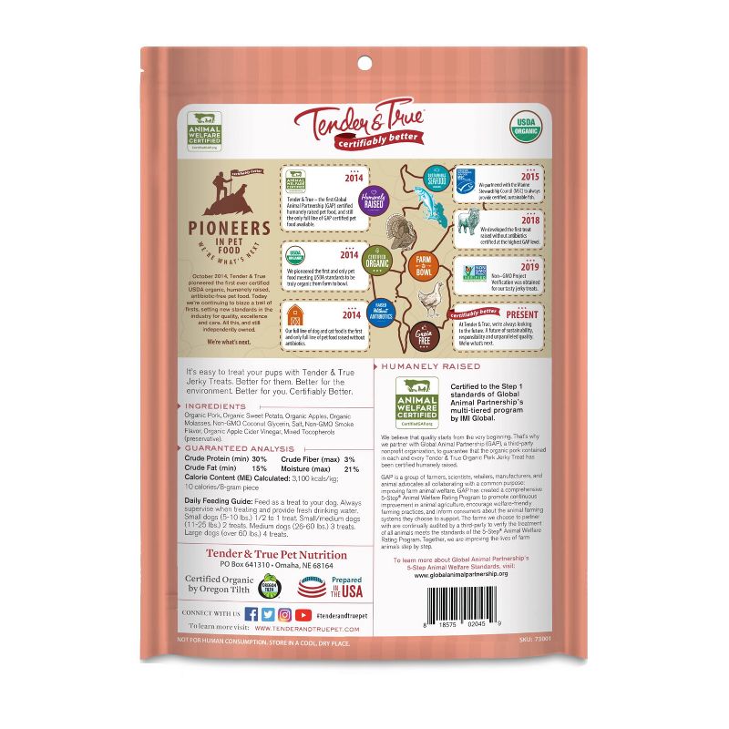 Tender & True Organic Pork Recipe Jerky Dog Treats - 4oz