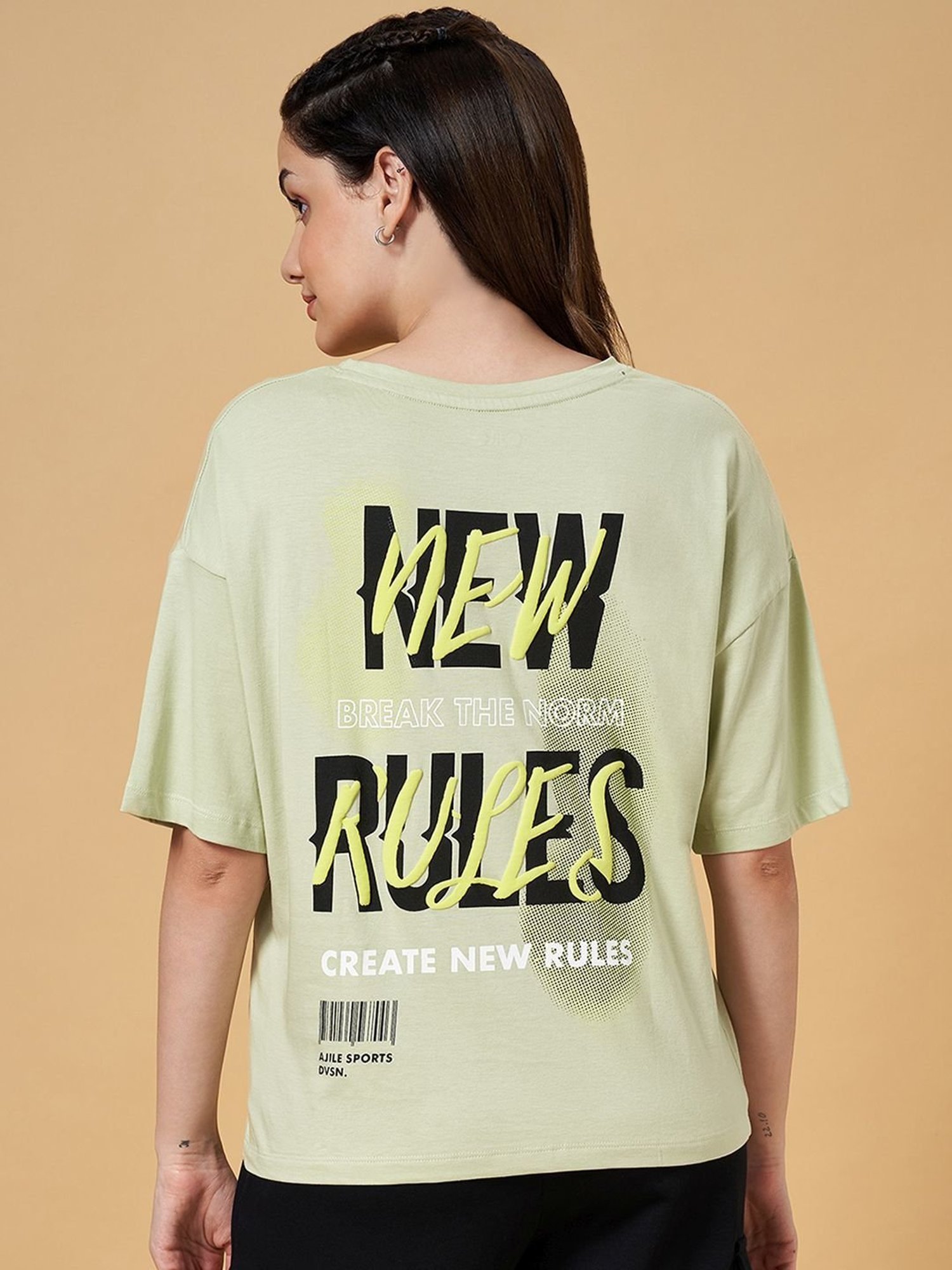 Ajile by Pantaloons Green Cotton Graphic Print Sports T-Shirt