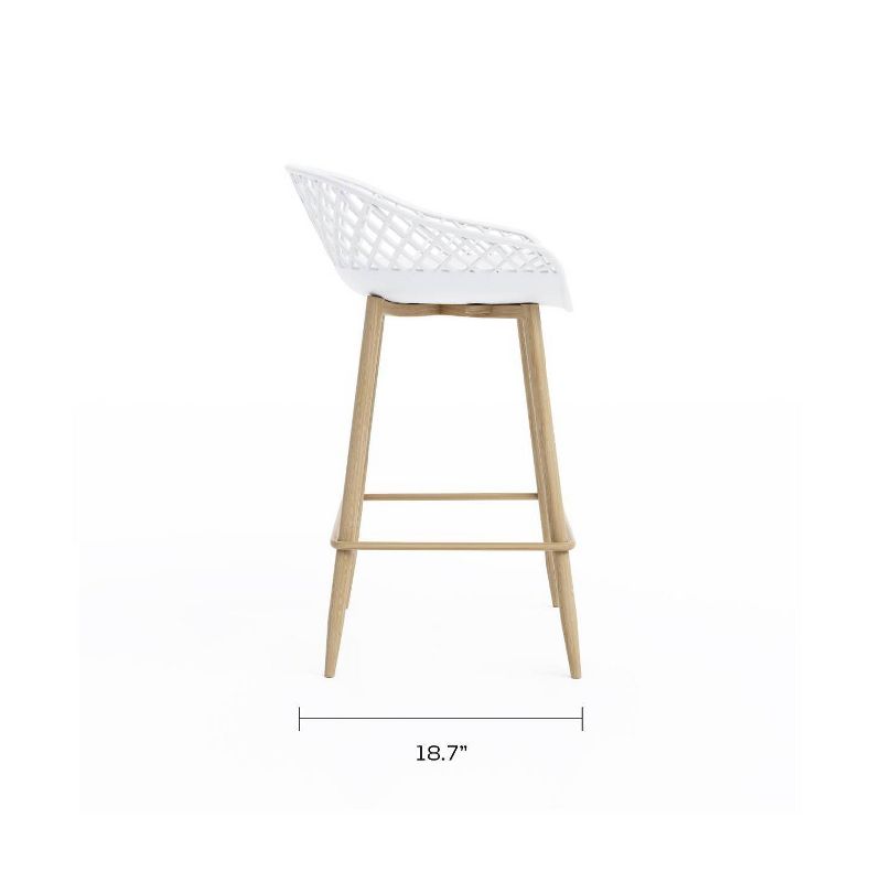 Set of 2 Kurv Counter Height Barstool White/Natural - Jamesdar